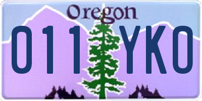 OR license plate 011YKO