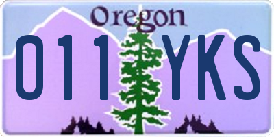 OR license plate 011YKS