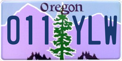 OR license plate 011YLW