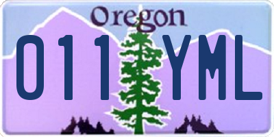 OR license plate 011YML