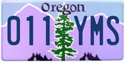 OR license plate 011YMS