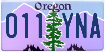 OR license plate 011YNA