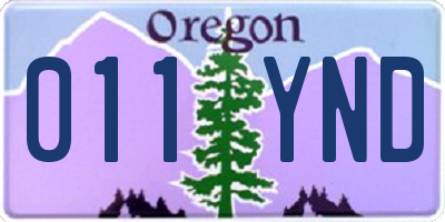 OR license plate 011YND