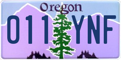 OR license plate 011YNF