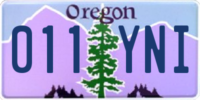 OR license plate 011YNI