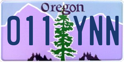 OR license plate 011YNN