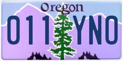 OR license plate 011YNO