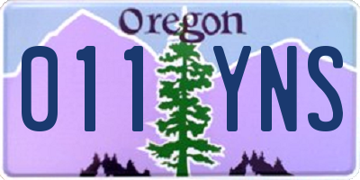 OR license plate 011YNS