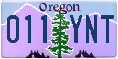 OR license plate 011YNT