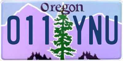 OR license plate 011YNU