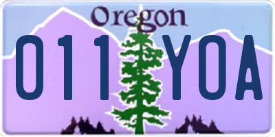 OR license plate 011YOA