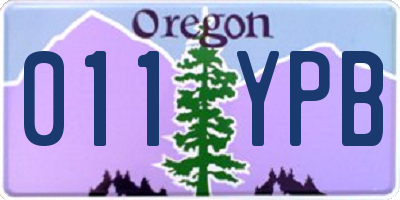 OR license plate 011YPB