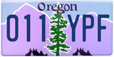 OR license plate 011YPF
