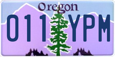 OR license plate 011YPM