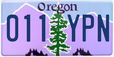 OR license plate 011YPN