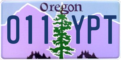 OR license plate 011YPT