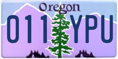 OR license plate 011YPU