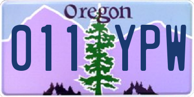 OR license plate 011YPW