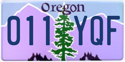 OR license plate 011YQF