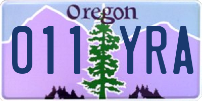 OR license plate 011YRA