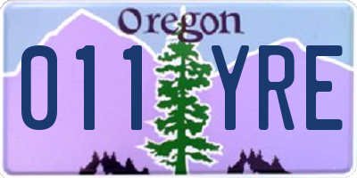 OR license plate 011YRE
