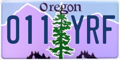 OR license plate 011YRF