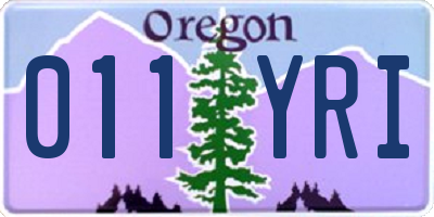 OR license plate 011YRI