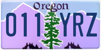 OR license plate 011YRZ