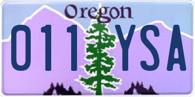 OR license plate 011YSA
