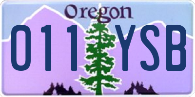 OR license plate 011YSB