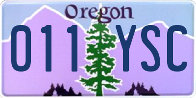 OR license plate 011YSC
