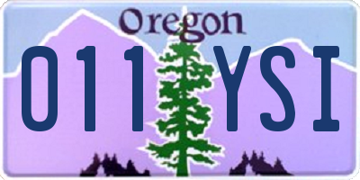 OR license plate 011YSI