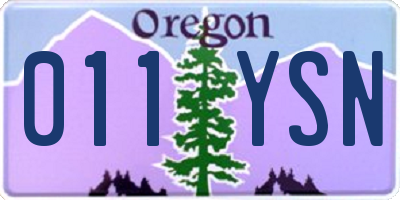 OR license plate 011YSN
