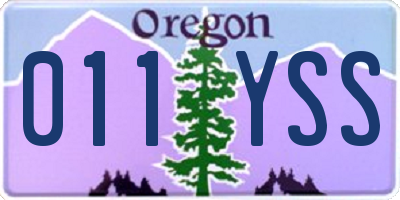 OR license plate 011YSS