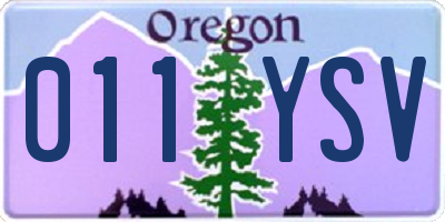 OR license plate 011YSV
