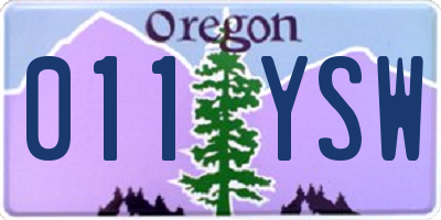 OR license plate 011YSW
