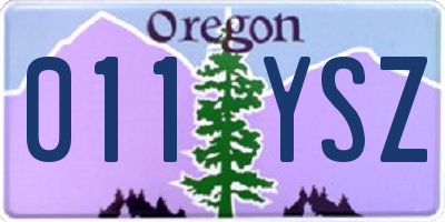OR license plate 011YSZ