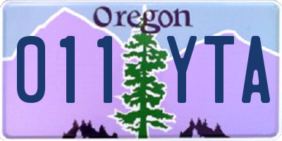 OR license plate 011YTA