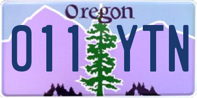 OR license plate 011YTN