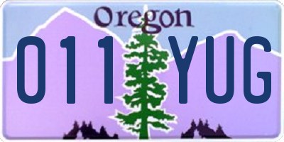 OR license plate 011YUG