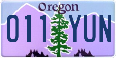 OR license plate 011YUN