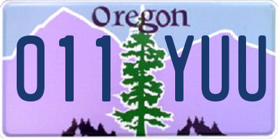 OR license plate 011YUU