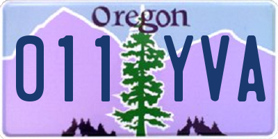 OR license plate 011YVA