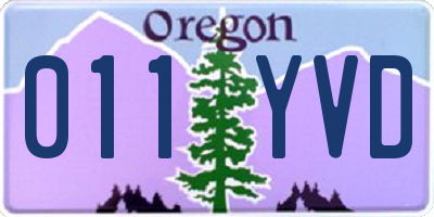 OR license plate 011YVD