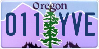 OR license plate 011YVE