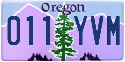 OR license plate 011YVM