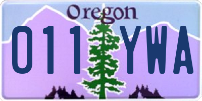 OR license plate 011YWA