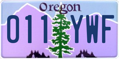 OR license plate 011YWF