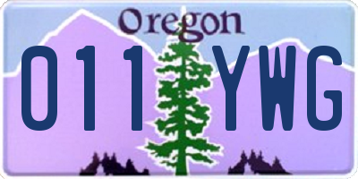 OR license plate 011YWG