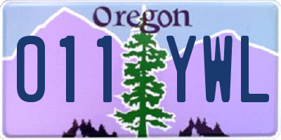 OR license plate 011YWL